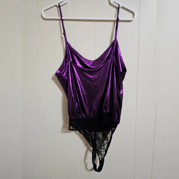 Free People Metallic Purple Foil Babes Sleeveless Bodysuit  - Picture 9 of 10